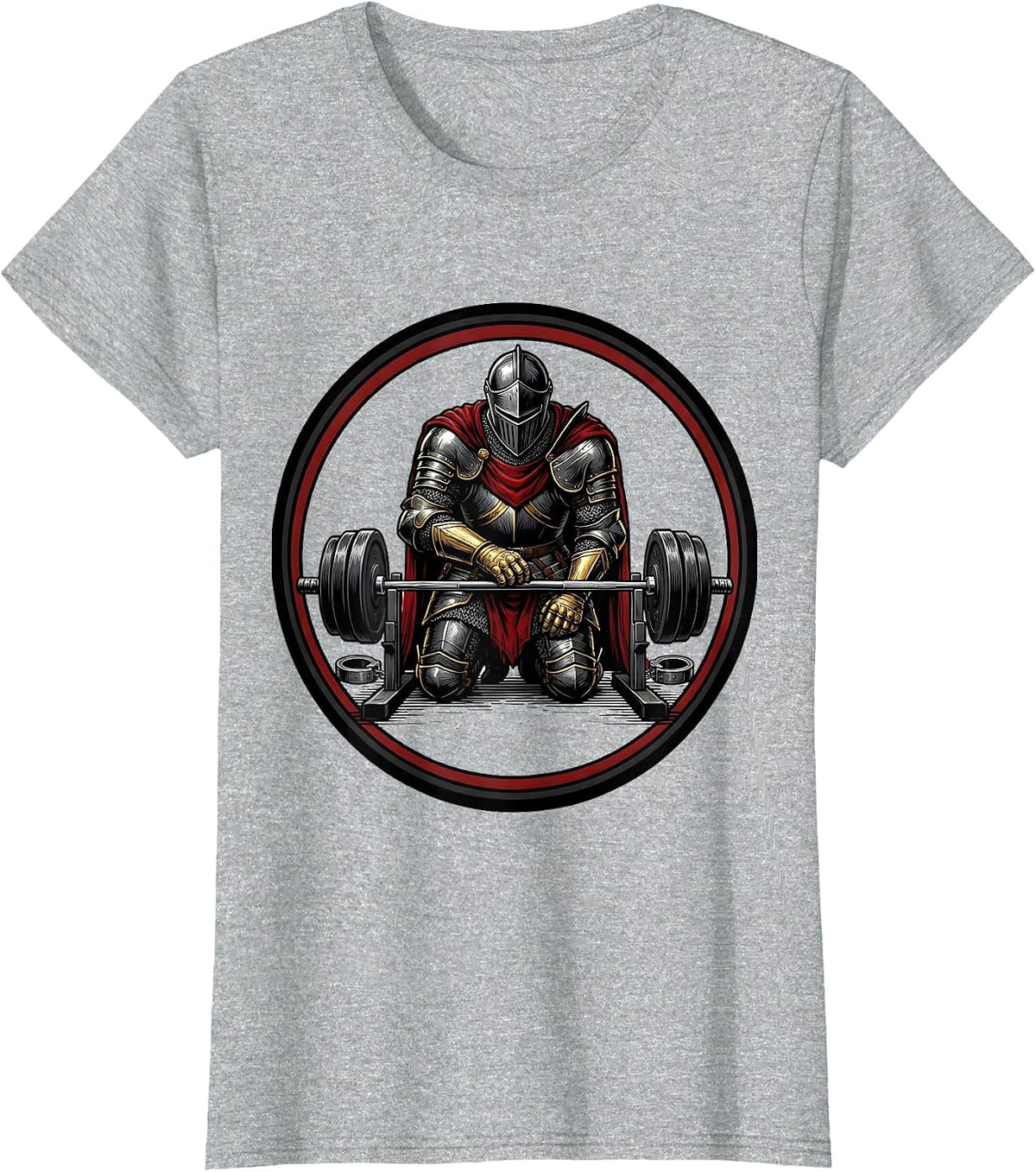 Knight Weightlifter Tattoo Gym Humor T-Shirt - Heather Grey