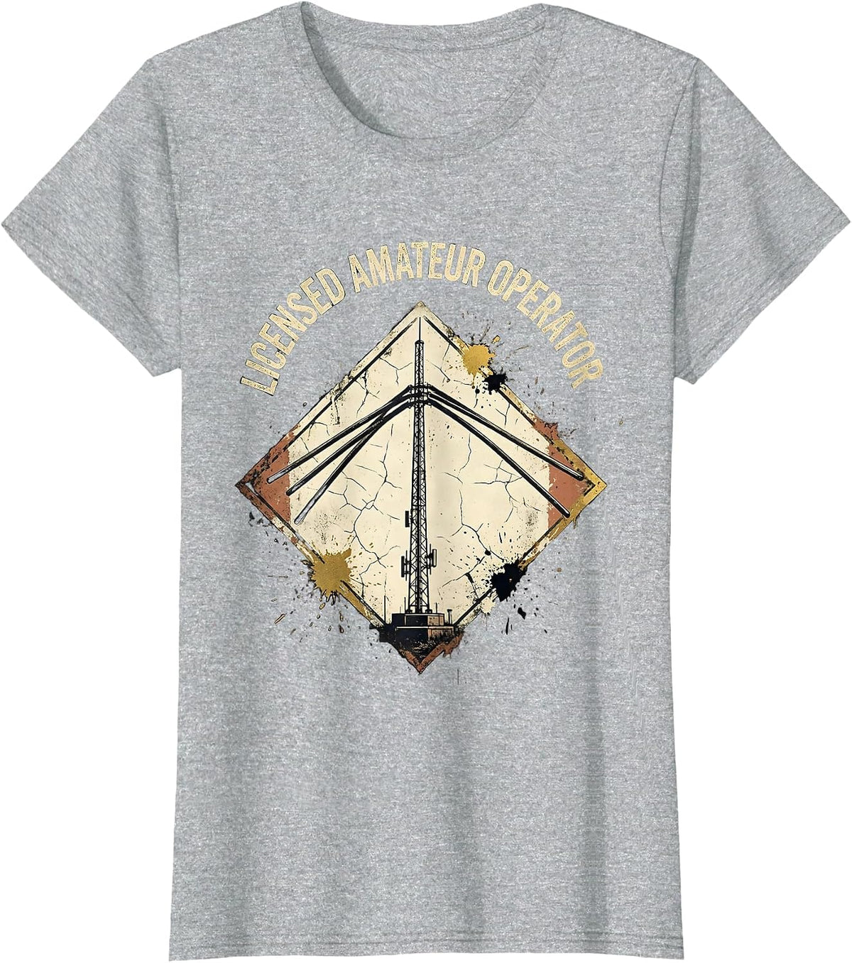 Licensed Amateur Operator Distressed Ham Radio Enthusiast T-Shirt - Heather Grey