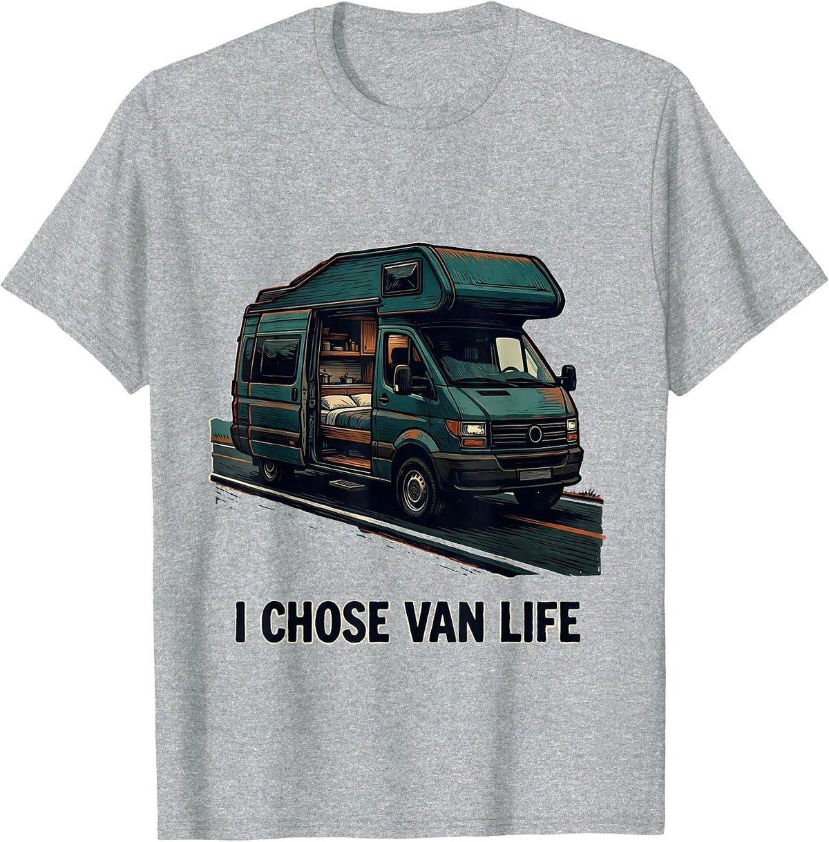 Men's I Chose Van Life Retro Van Life Nomad Travel Pride T-Shirt - Heather Grey