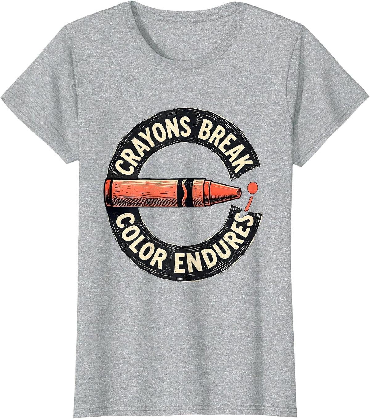 Women's Crayons Break Color Endures Mental Health Awareness Support T-Shirt - Heather Grey