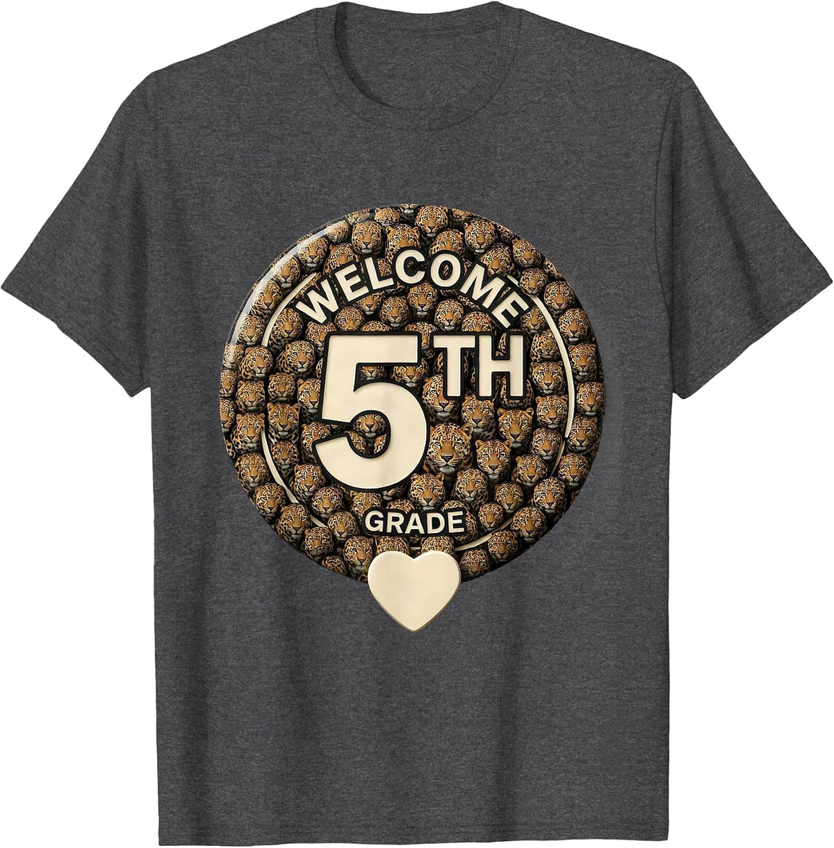 Welcome Fifth Grade Leopard Teacher Back To School T-Shirt - Dark Heather Grey