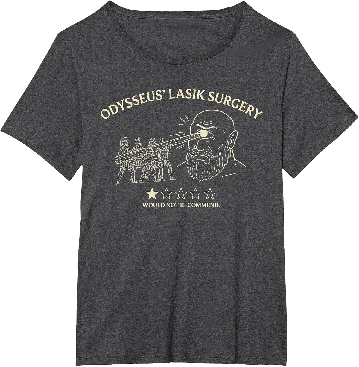 Funny Odysseus Lasik Surgery | Greek Mythology Cyclops Meme T-Shirt - Dark Heather Grey
