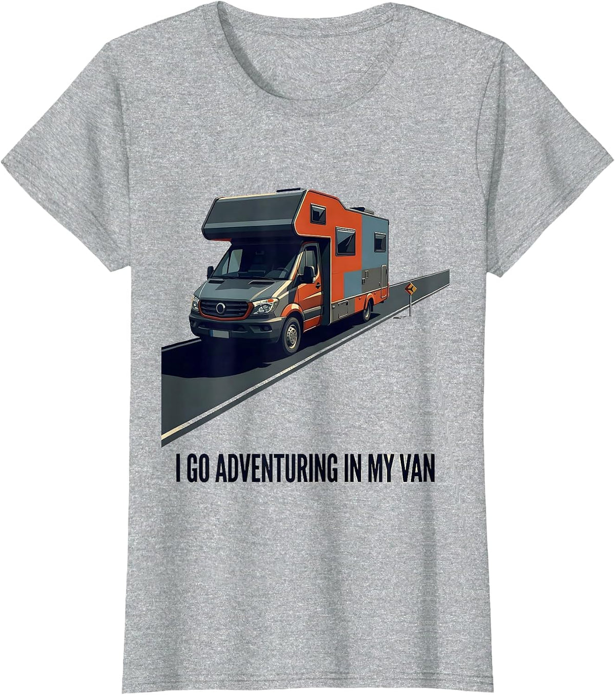 I Go Adventuring In My Van Vintage Van Life Road Trip T-Shirt - Heather Grey