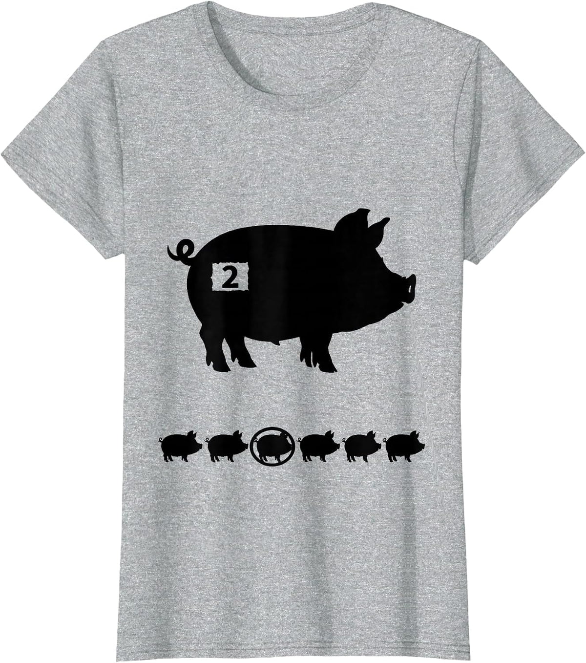 Women's 2 Funny Piglet Halloween Costume Pig Lover Humor T-Shirt - Heather Grey