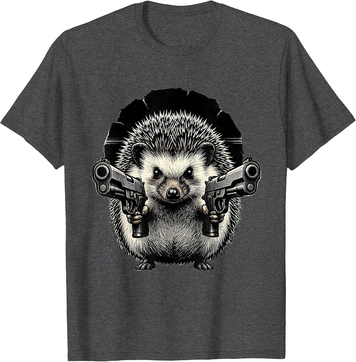 Hedgehog Pew Pew Madafakas Funny Animal Lover Meme Humor T-Shirt - Dark Heather Grey