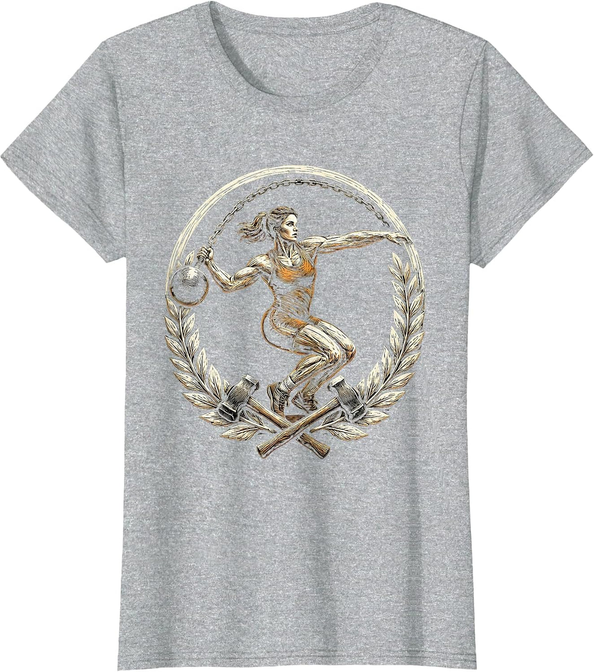 Women's Hammer Throw Athlete Graphic Competition Design T-Shirt - Heather Grey