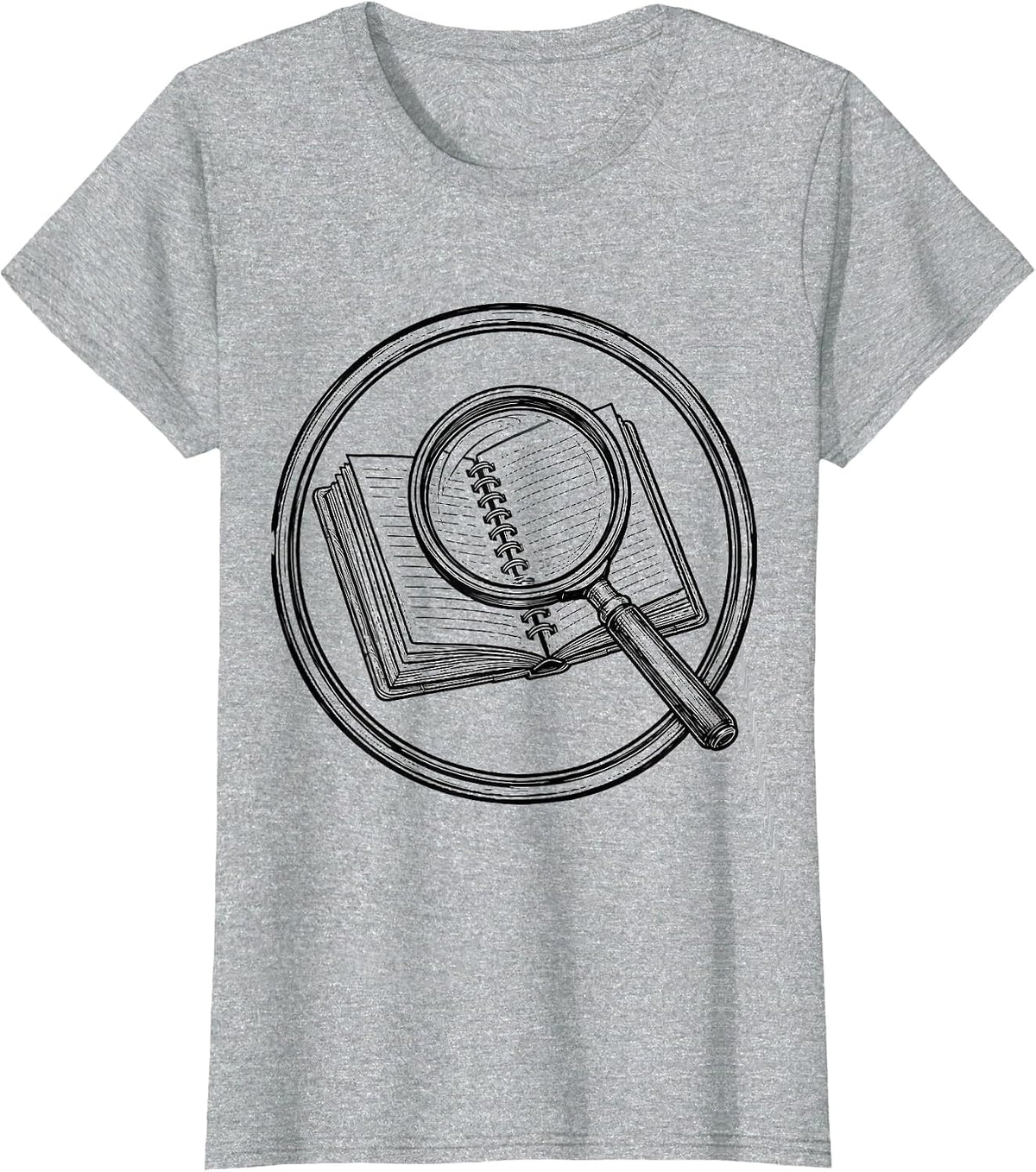 Women's Paraprofessional Magnifying Glass Notebook Graphic T-Shirt - Heather Grey