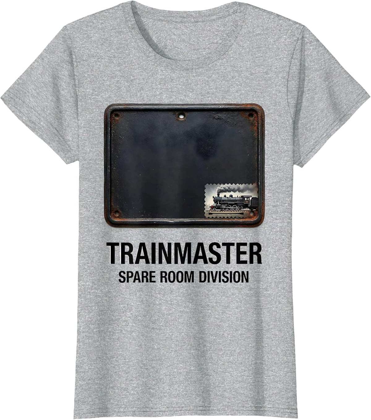Women's Trainmaster Spare Room Division Vintage Steam Train T-Shirt - Heather Grey