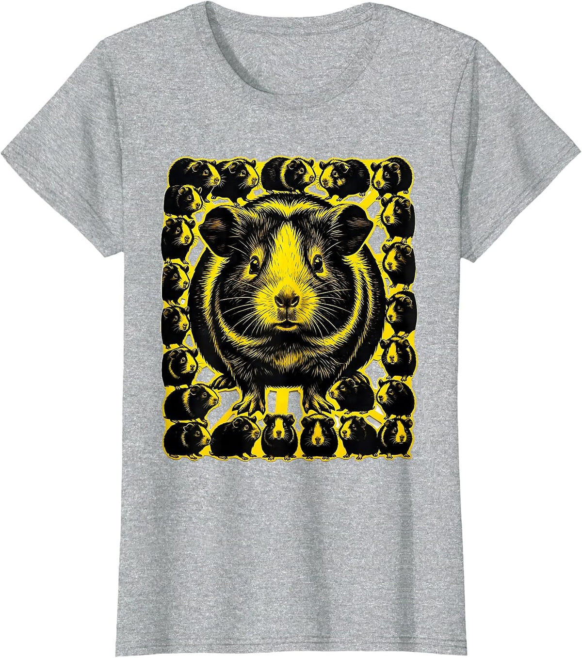 Women's Stencil Guinea Pig Cluster Cute Pet Lover Humor T-Shirt - Heather Grey