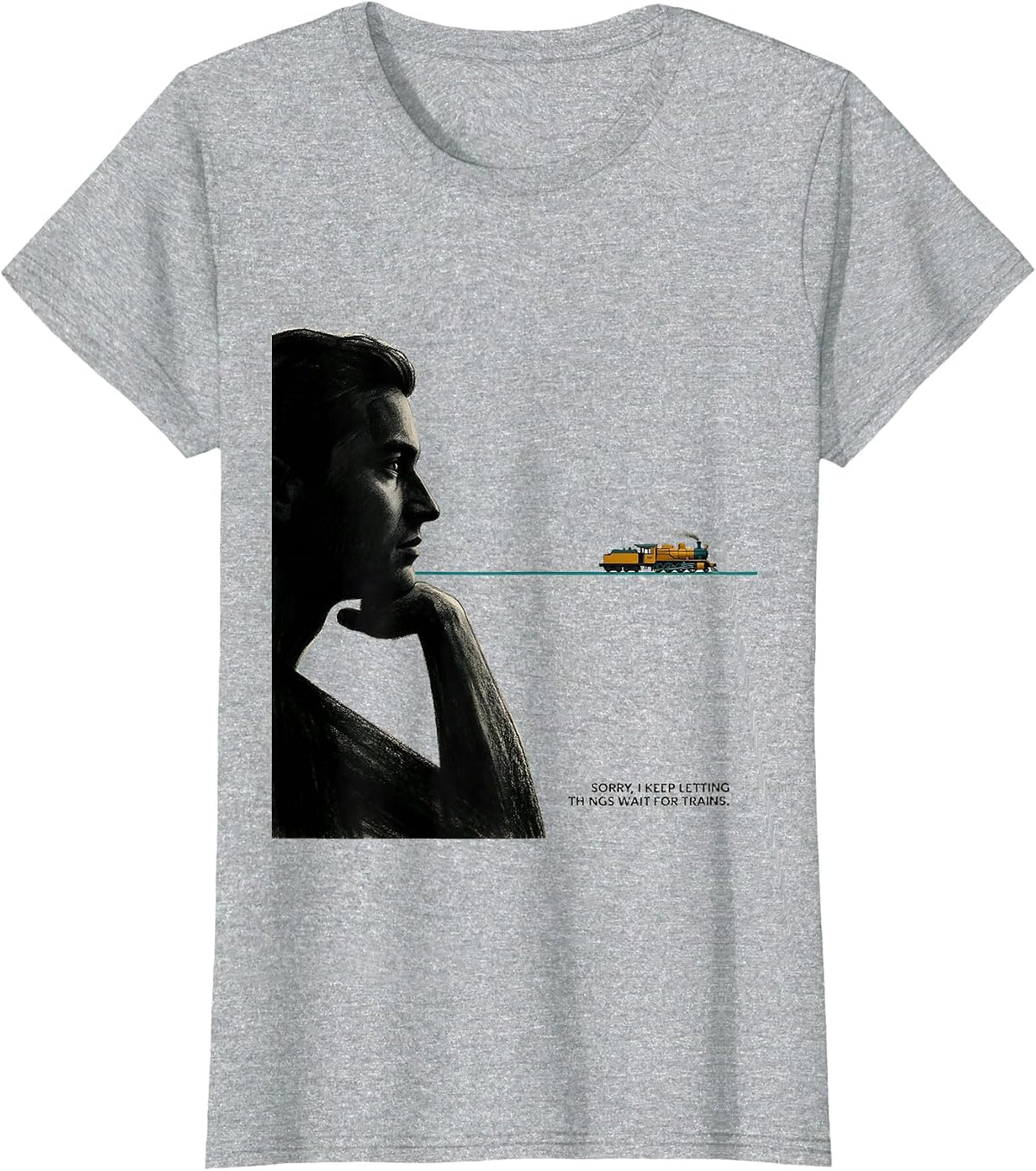 Women's Sorry, I Keep Letting Things Wait For Trains Funny T-Shirt - Heather Grey