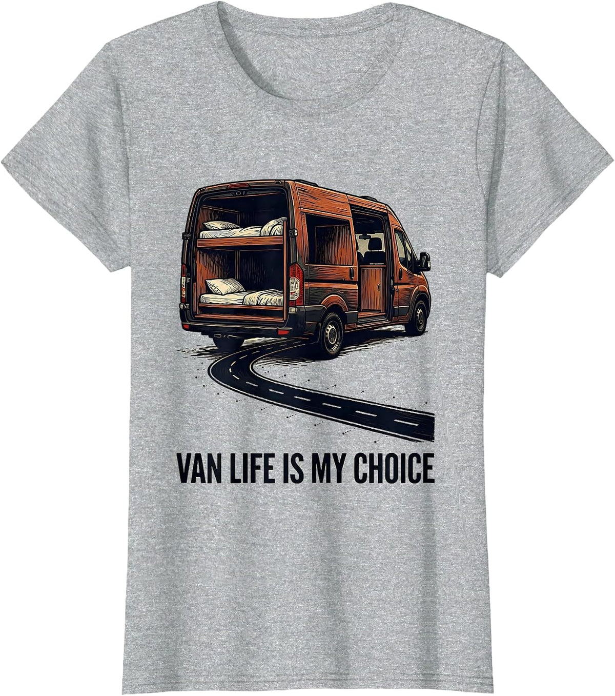 Van Life Is My Choice Retro Van Dwellers Nomads Pride T-Shirt - Heather Grey