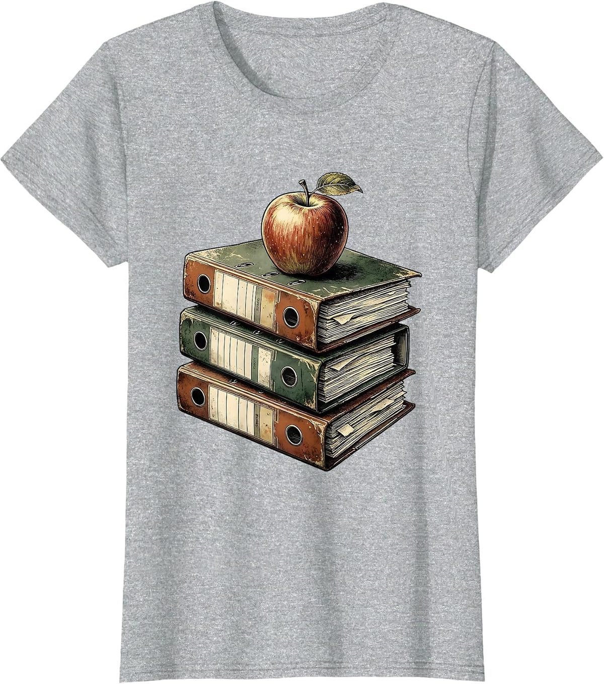Women's Colorful Binders with Apple Paraprofessional Gift T-Shirt - Heather Grey