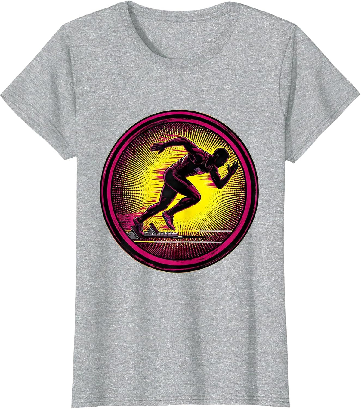 Women's Sprinter Exploding Off Starting Blocks Graphic T-Shirt - Heather Grey