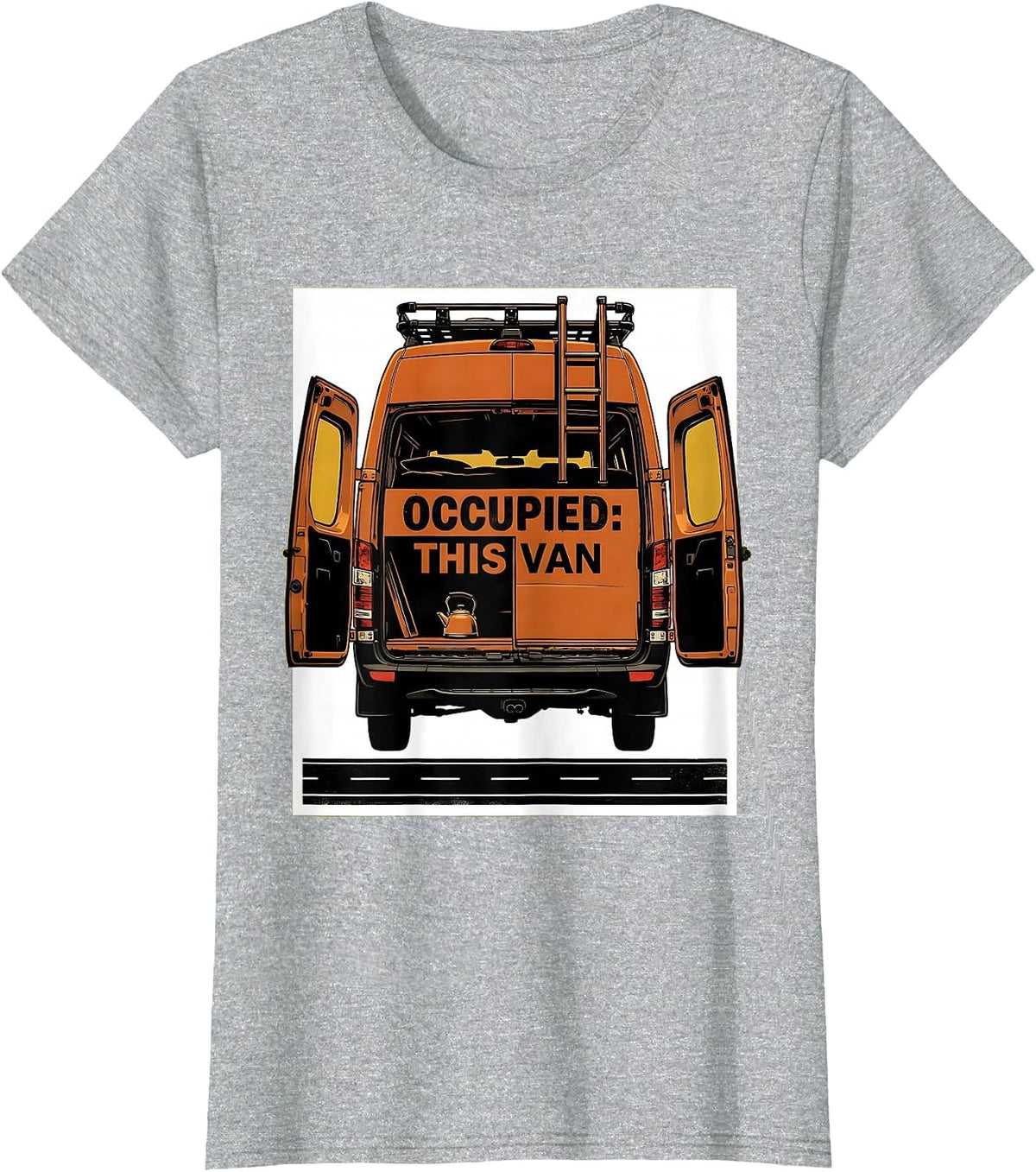 Women's Occupied: This Van Vintage Van Life Nomads Road Trip T-Shirt - Heather Grey