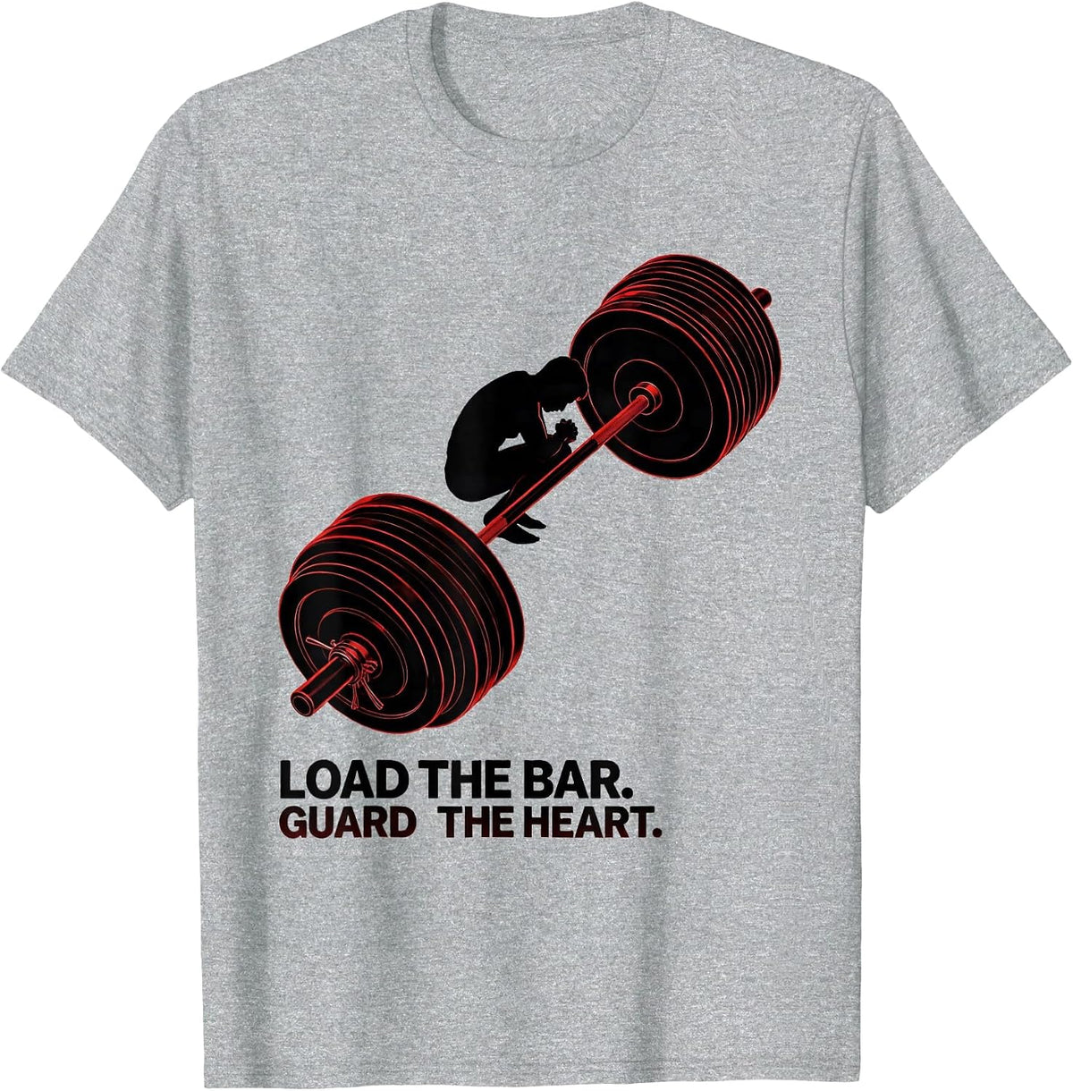 Men's Load The Bar Guard The Heart Funny Christian Gym T-Shirt - Heather Grey