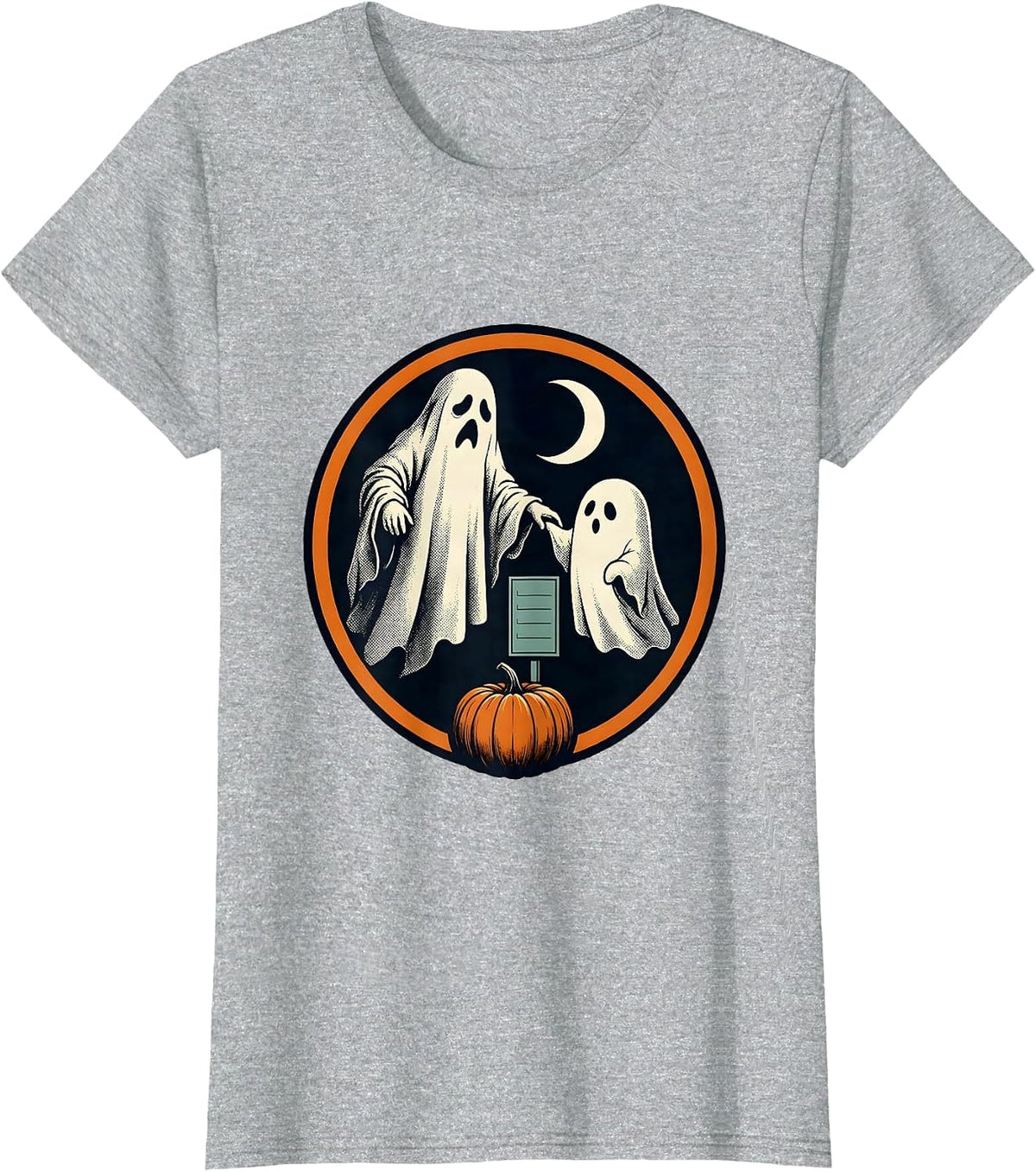 Women's Sealed Ghost Badge Para Normal Activities Paraprofessional T-Shirt - Heather Grey