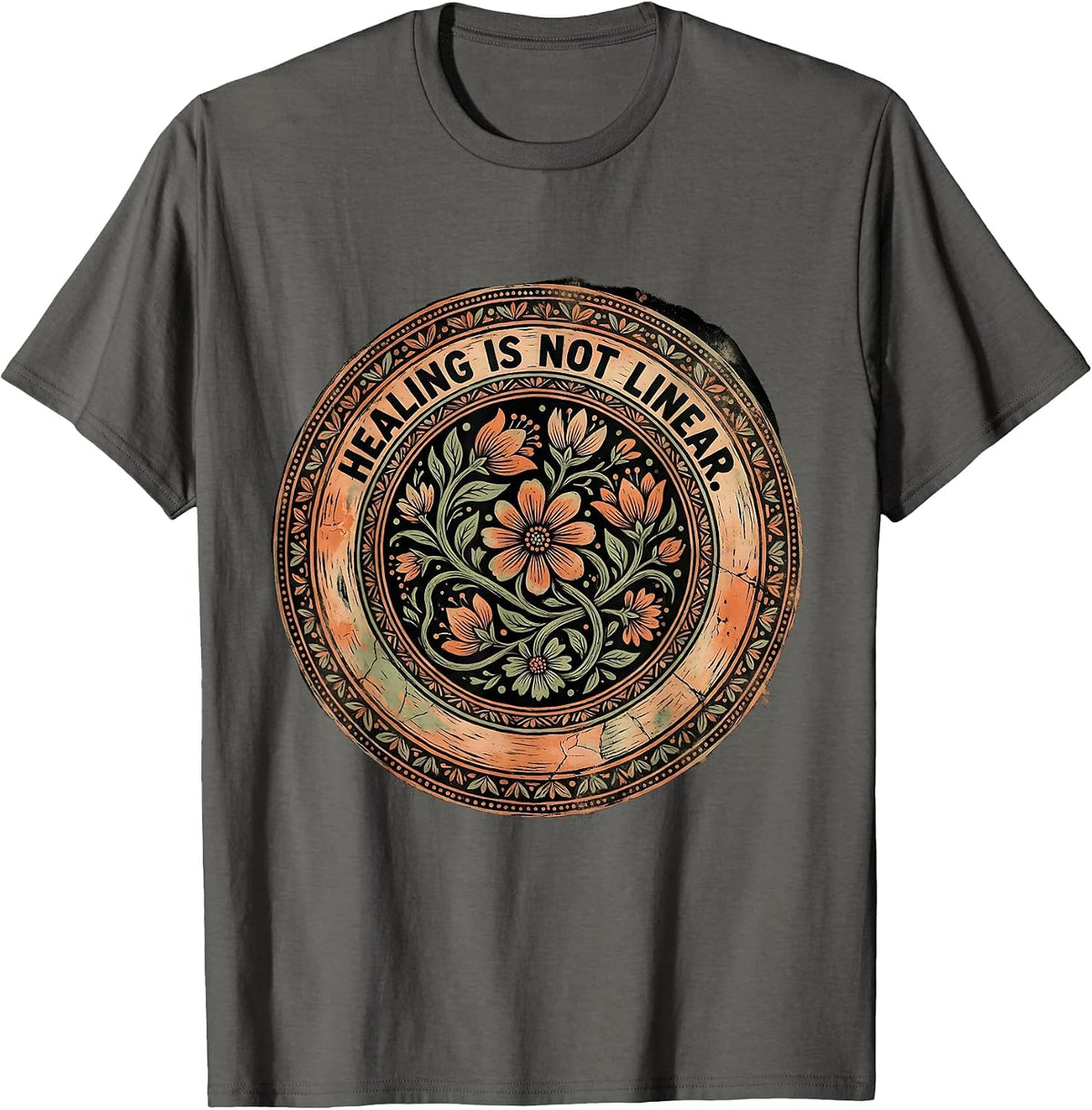 Healing Is Not Linear Mental Health Awareness T-Shirt - Asphalt Grey