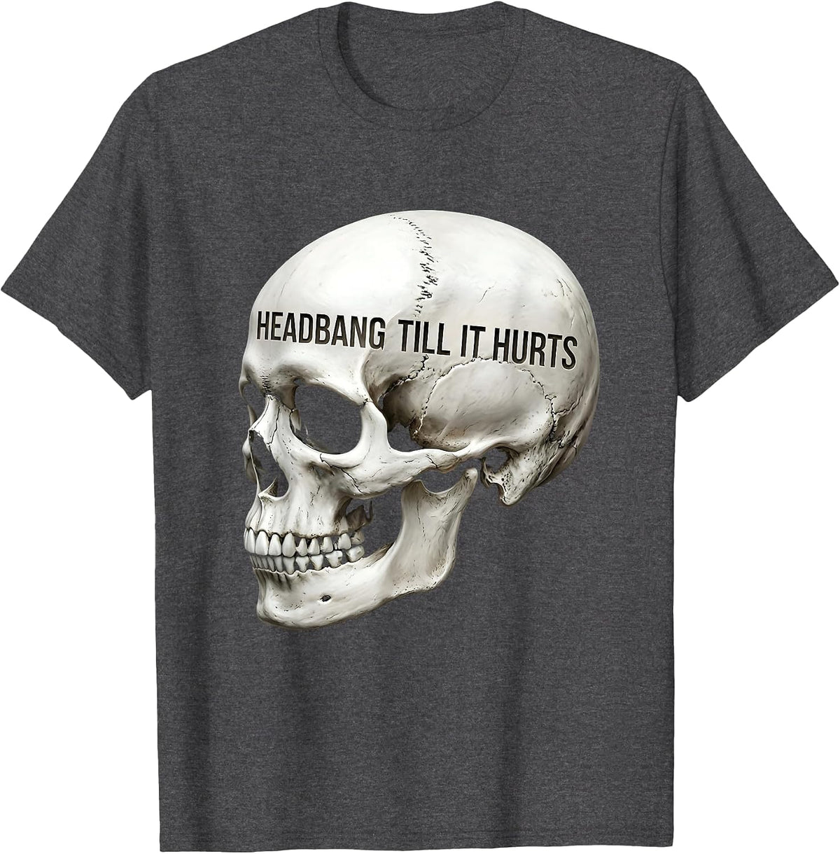 Headbang Till It Hurts Metal Music Design T-Shirt - Dark Heather Grey