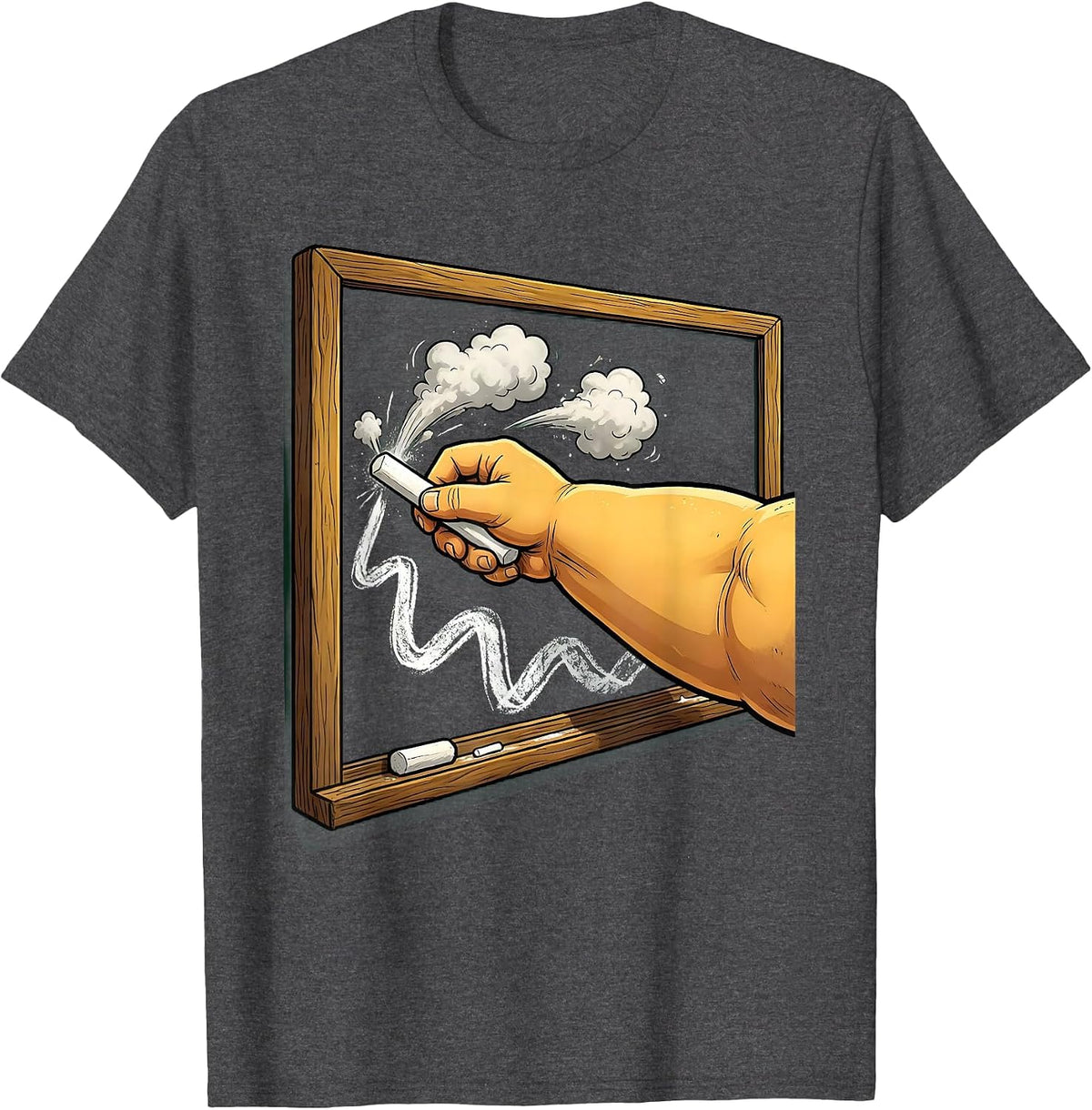 Substitute Teacher Chalkboard Illustration T-Shirt - Dark Heather Grey