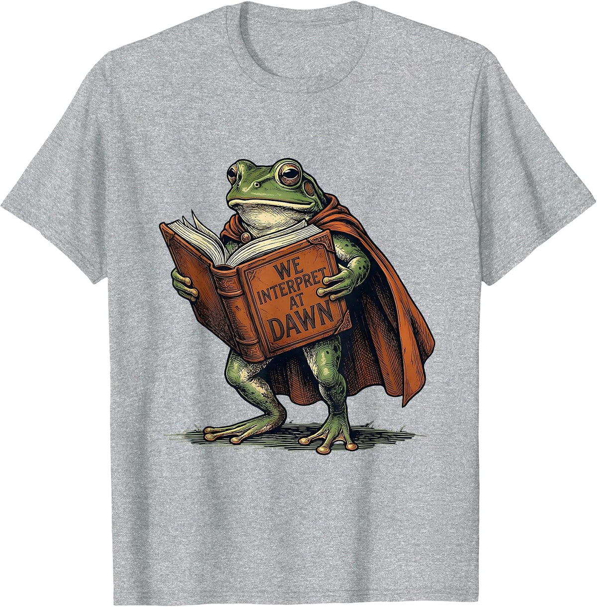 Men's We Interpret At Dawn Vintage Frog Teacher Back To School T-Shirt - Heather Grey