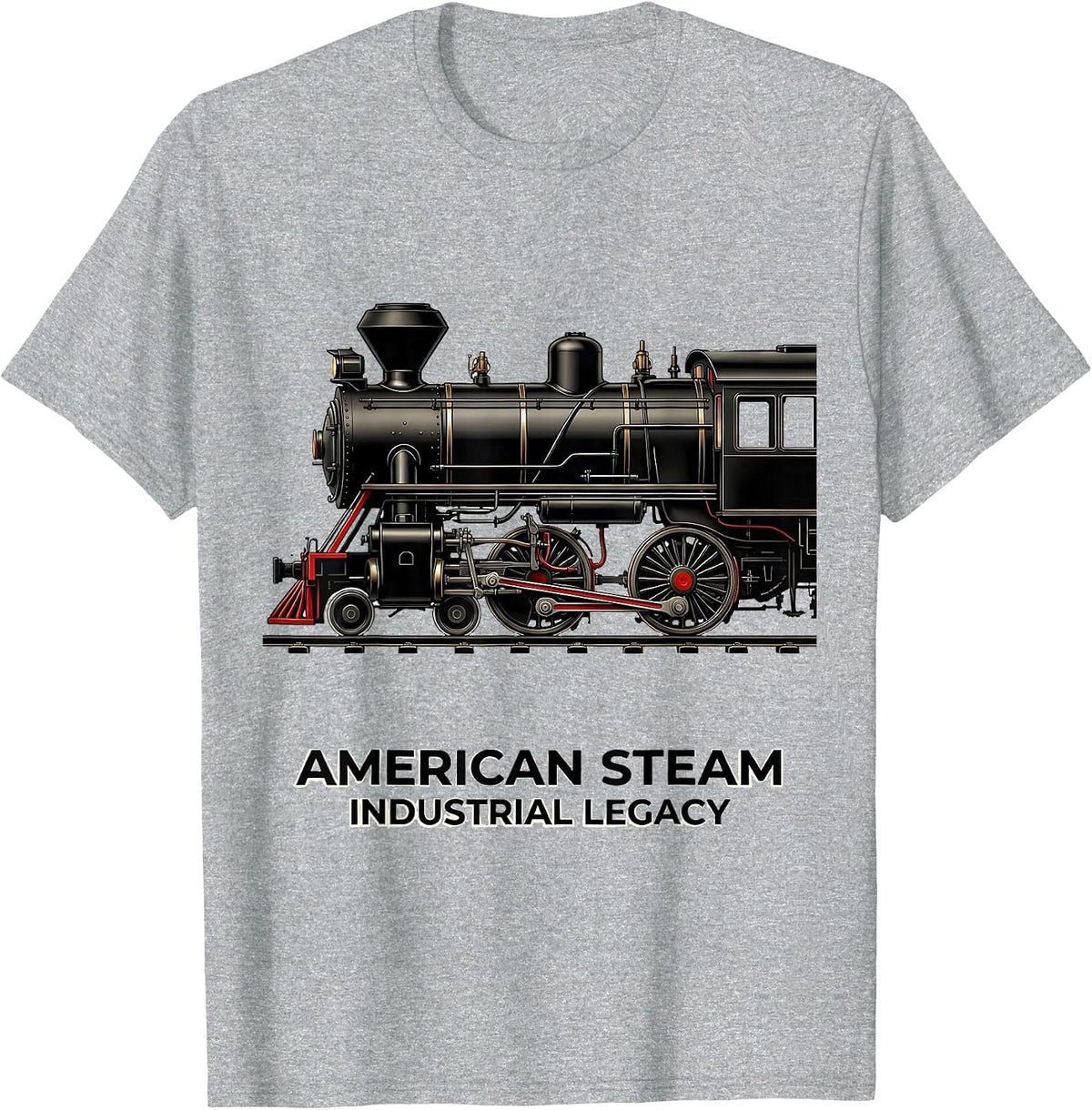 Men's American Steam Industrial Legacy Big Boy 4014 Train Engineer T-Shirt - Heather Grey