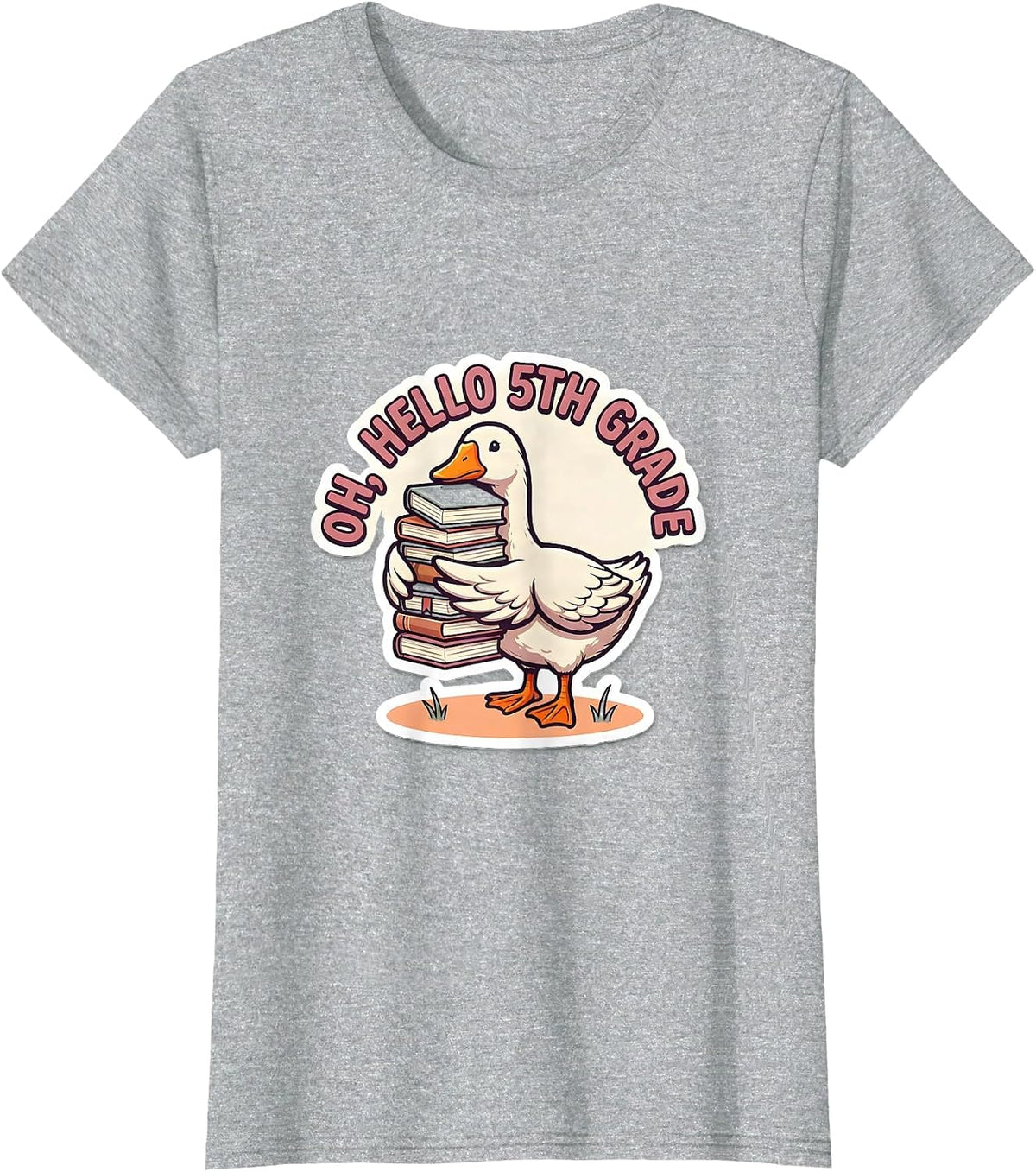 Oh Hello 5th Grade Cute Goose Teacher Back To School Gift T-Shirt - Heather Grey