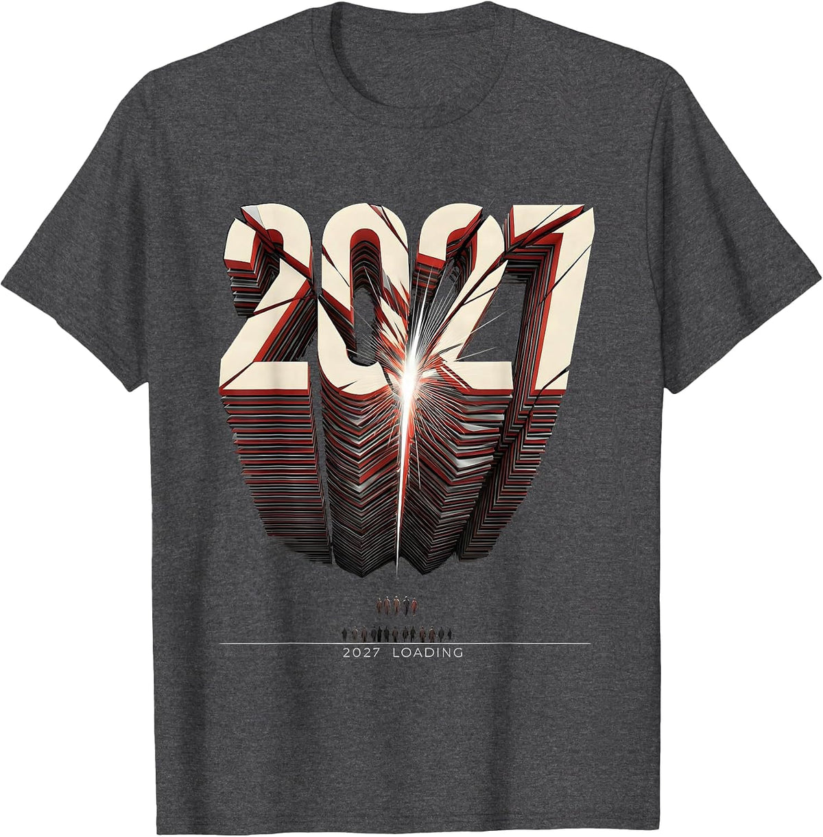 Men's 2027 Loading Futurist Dynamism New Year Party Family T-Shirt - Dark Heather Grey