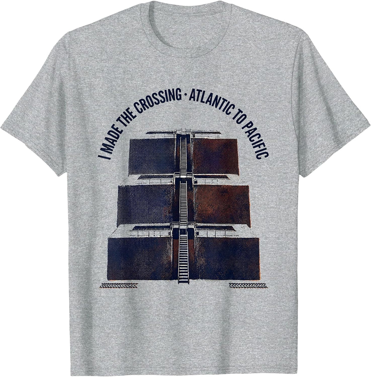 Men's I Made The Crossing · Atlantic To Pacific Cruise Souvenir T-Shirt - Heather Grey