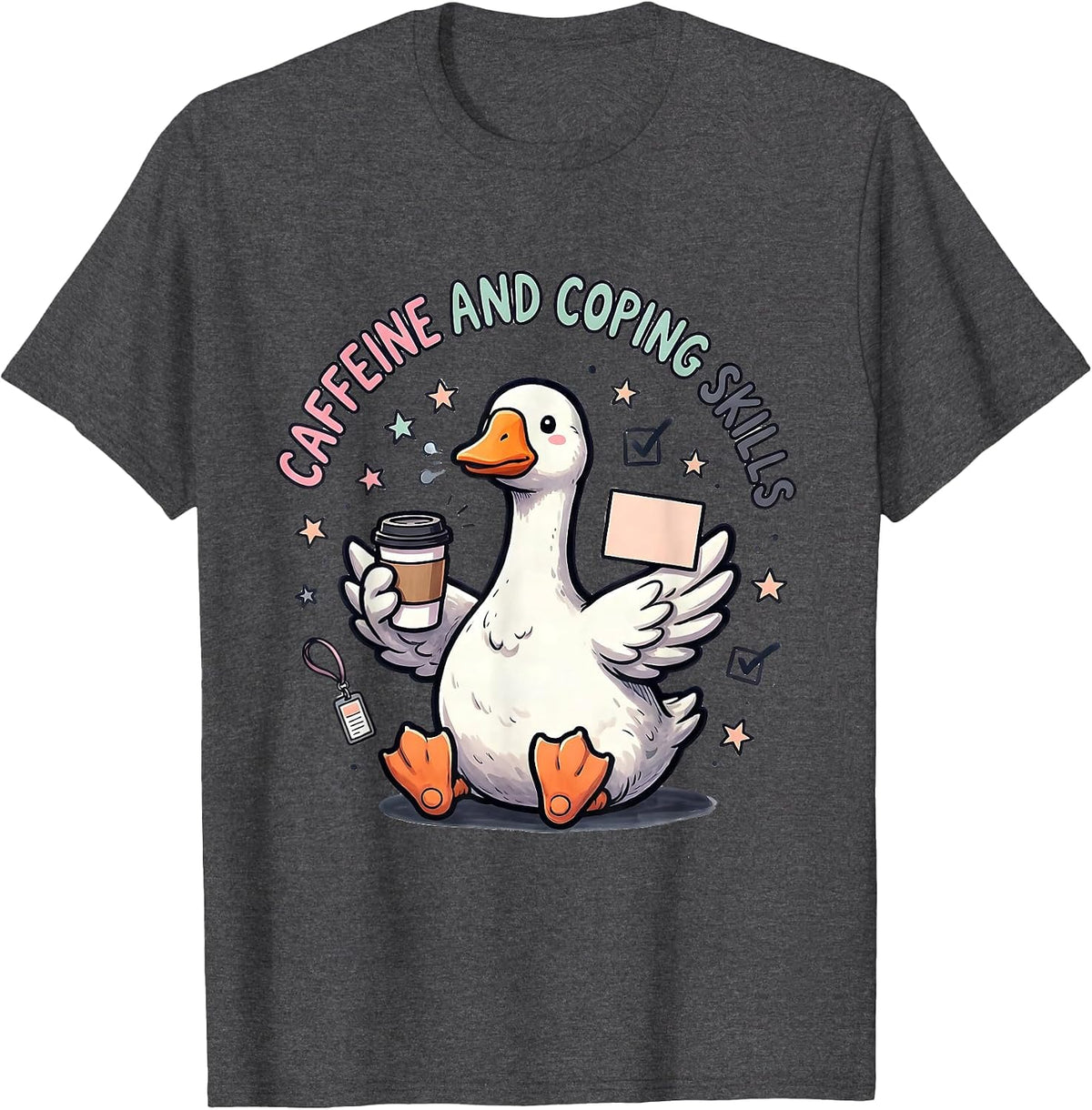 Caffeine And Coping Skills Funny Mental Health Counselor T-Shirt - Dark Heather Grey