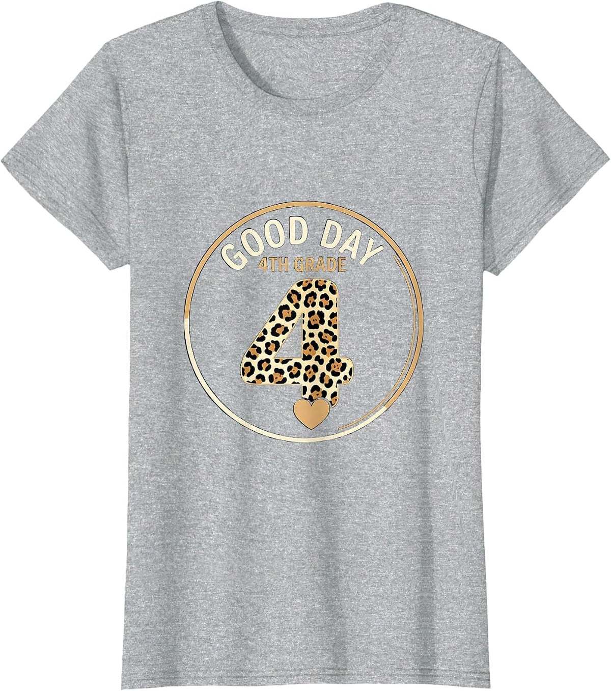 Good Day, 4th Grade Leopard Teacher Back To School T-Shirt - Heather Grey