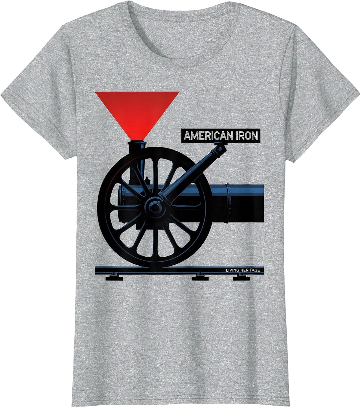 Women's American Iron Living Heritage Bauhaus Modernist Train T-Shirt - Heather Grey