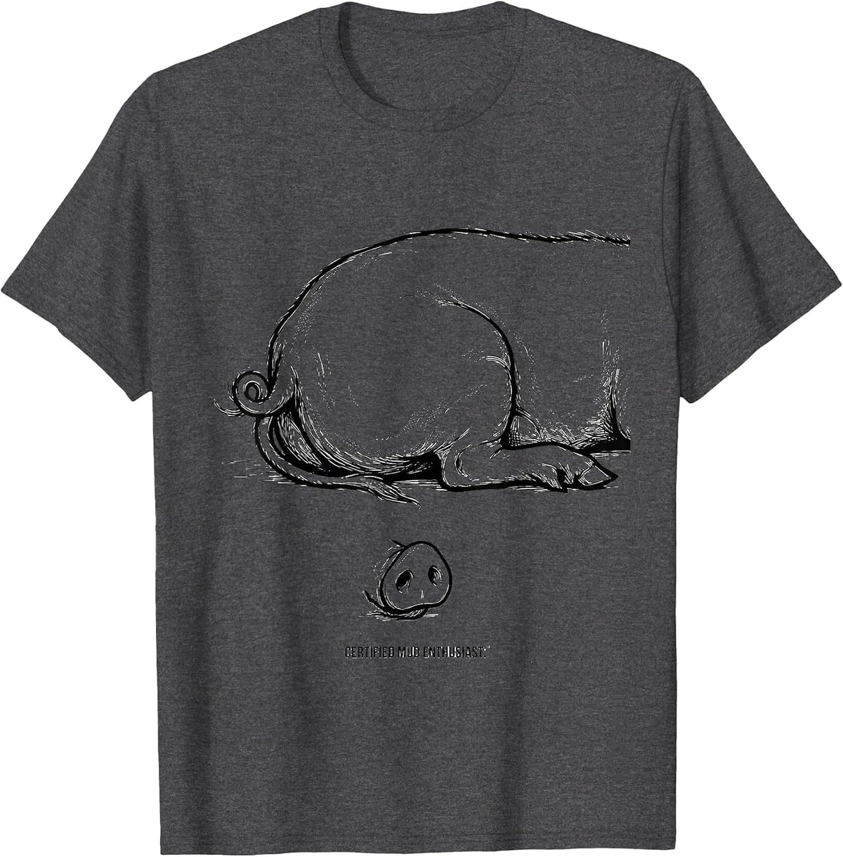 Certified Mud Enthusiast Funny Pig Farm Animal Lover T-Shirt - Dark Heather Grey