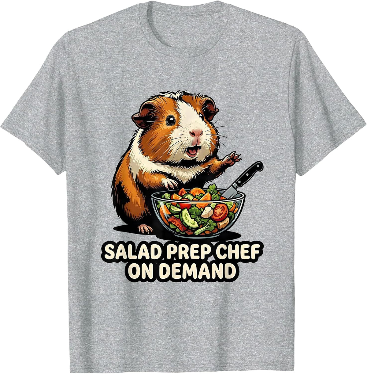 Men's Salad Prep Chef On Demand Funny Guinea Pig Owner Pet Lover T-Shirt - Heather Grey