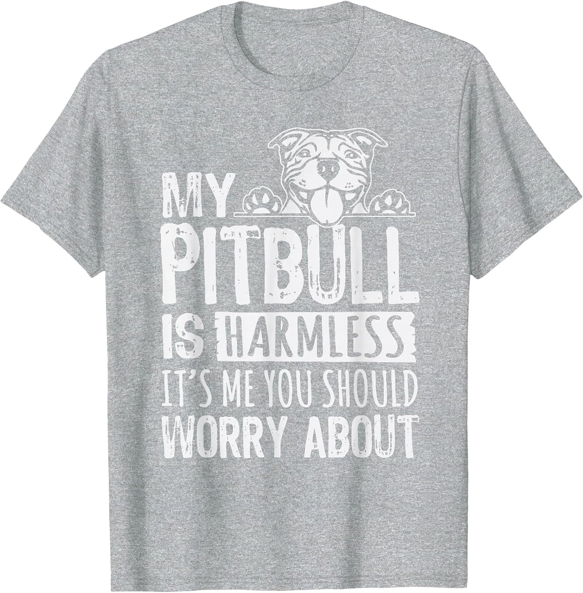 My Pit Bull is Harmless, It's me, You Should Worry About Pittie T-Shirt - Heather Grey