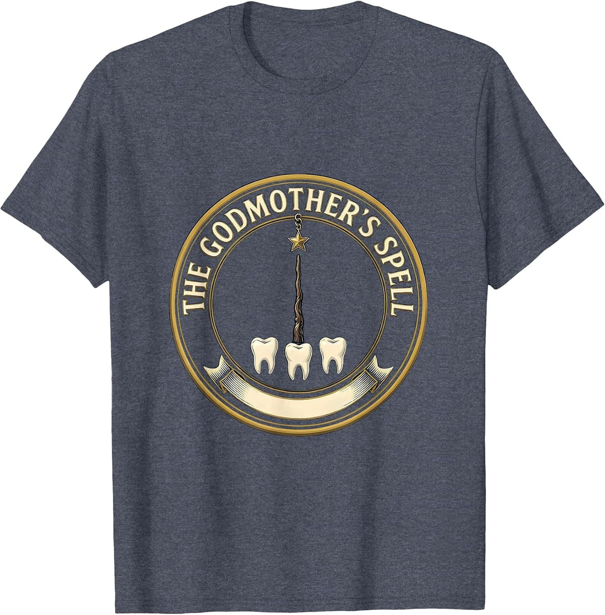 The Godmother's Spell Funny Fairy Tale Godparent Gift T-Shirt - Heather Blue