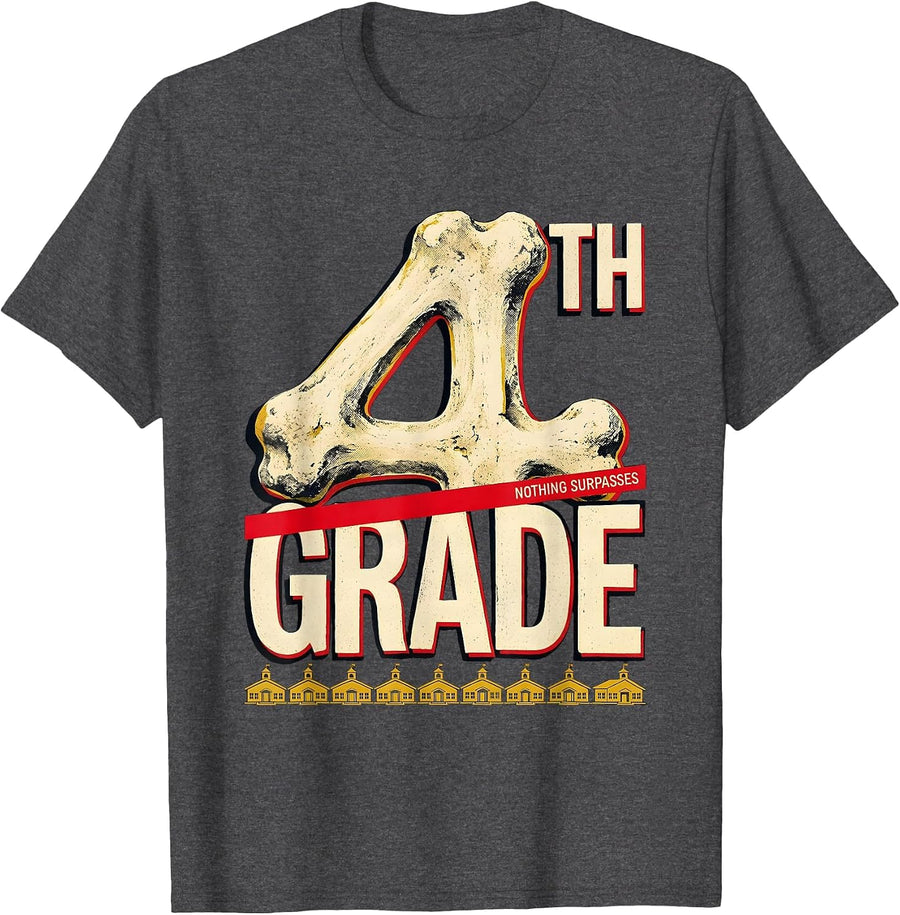Men's Nothing Surpasses 4th Grade Funny Teacher Back To School T-Shirt - Dark Heather Grey