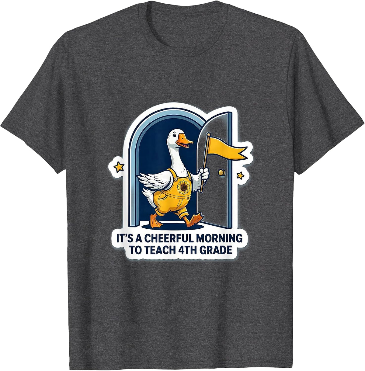 Men's It's A Cheerful Morning To Teach 4th Grade Teacher T-Shirt - Dark Heather Grey