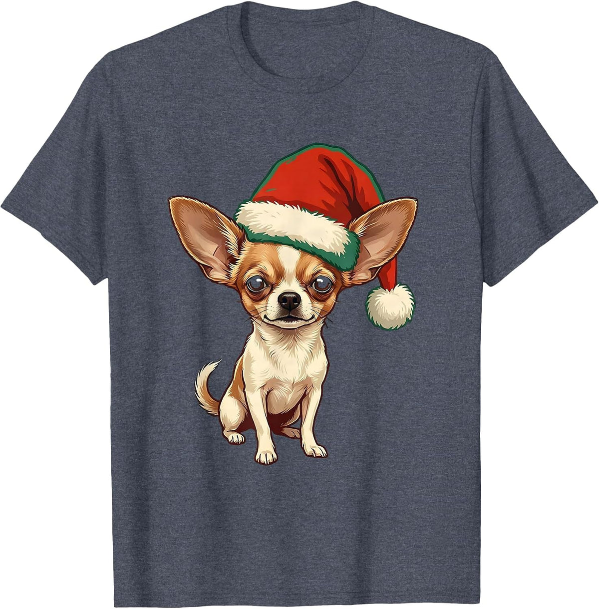 Chihuahua Christmas Funny Dog Lover Ugly Holiday Pajama T-Shirt - Heather Blue