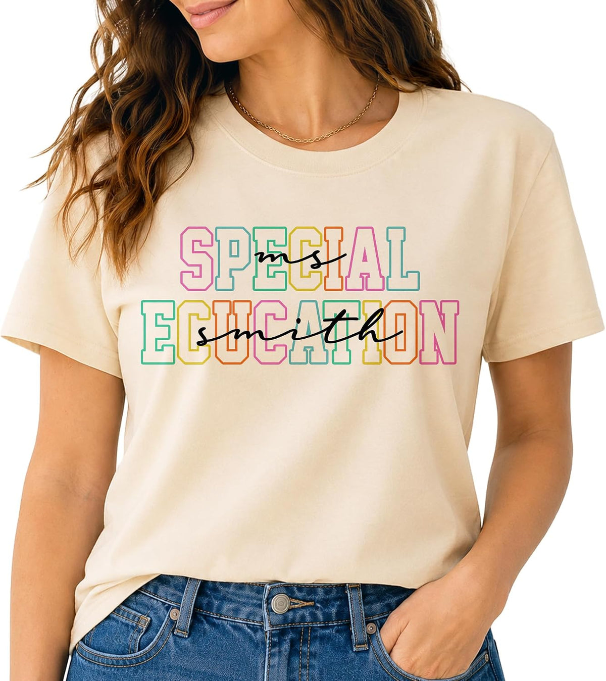 Personalized Teacher Shirt - Name T-Shirt for Pre-K, Kindergarten, Elementary, Music, Art, First and Second Grade Teachers -