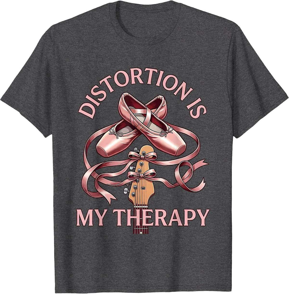 Distortion Is My Therapy Rock Music Design T-Shirt, Men, Dark Heather Grey, Small - As Pictured