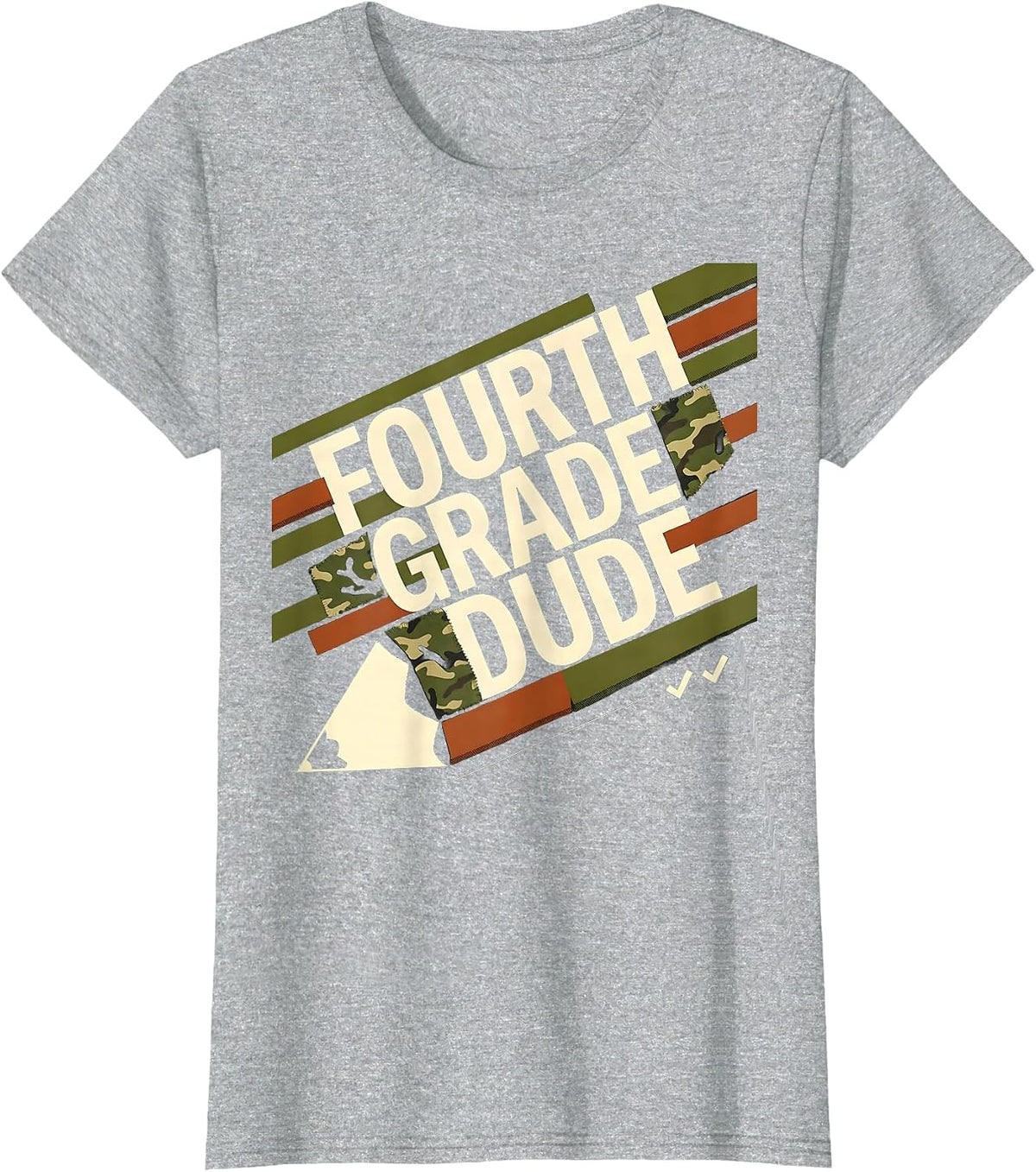 Fourth Grade Dude Camo Back To School Boys Teacher T-Shirt - Heather Grey