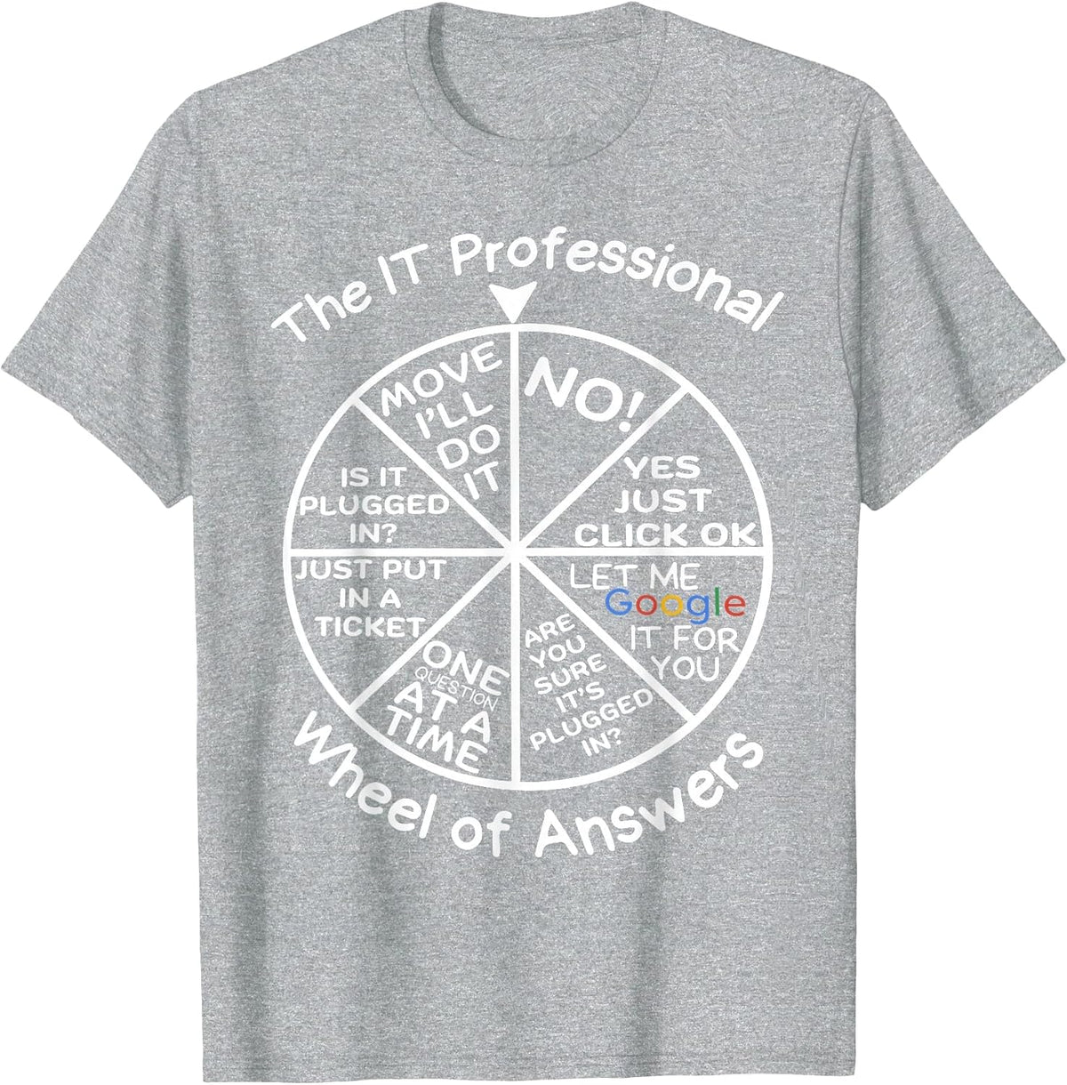 IT Professional Wheel of Answers Technical Supporter Coder T-Shirt - Heather Grey