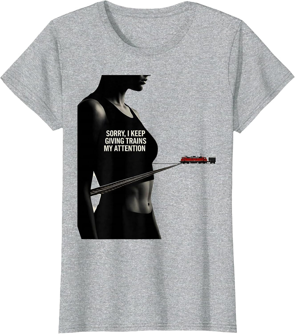 Women's Sorry, I Keep Giving Trains My Attention Train Enthusiast T-Shirt - Heather Grey
