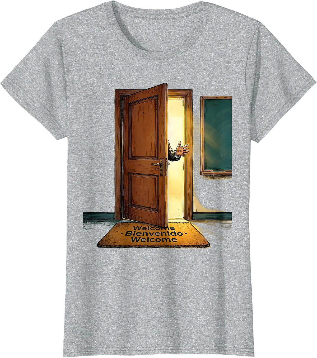 Welcome Bienvenido Welcome Multilingual Teacher Bilingual T-Shirt - Heather Grey