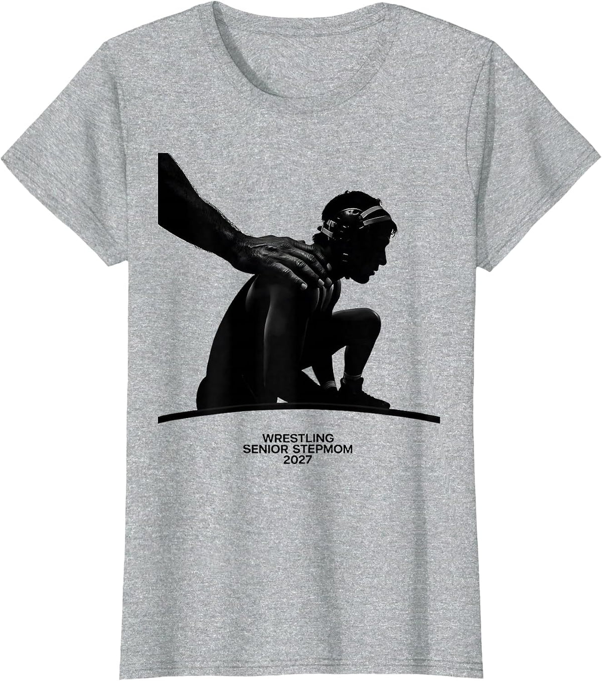 Women's Wrestling Senior Stepmom 2027 Graduation Senior Night T-Shirt - Heather Grey