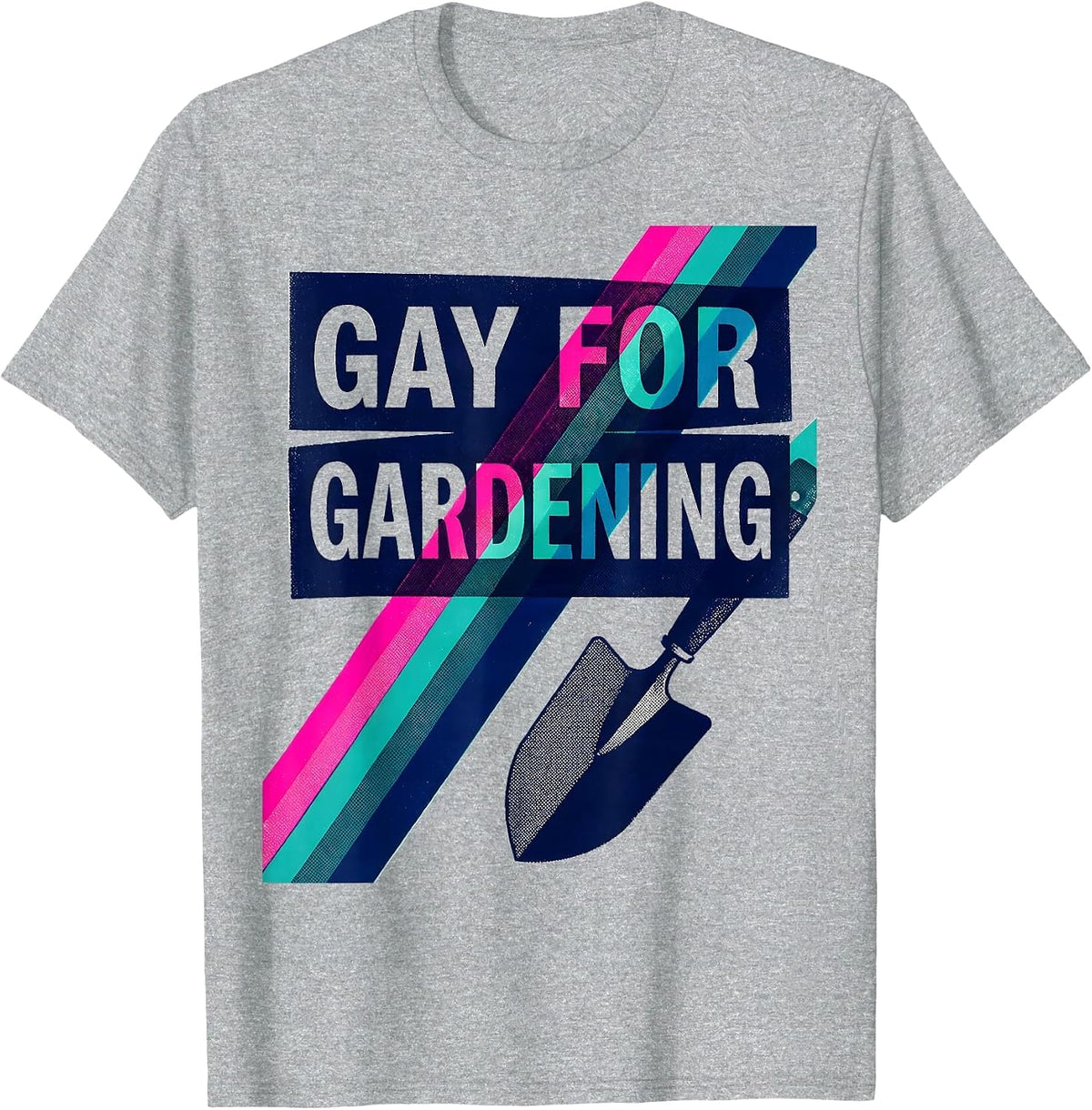 Men's Gay For Gardening Risograph LGBTQ Pride Humour T-Shirt - Heather Grey