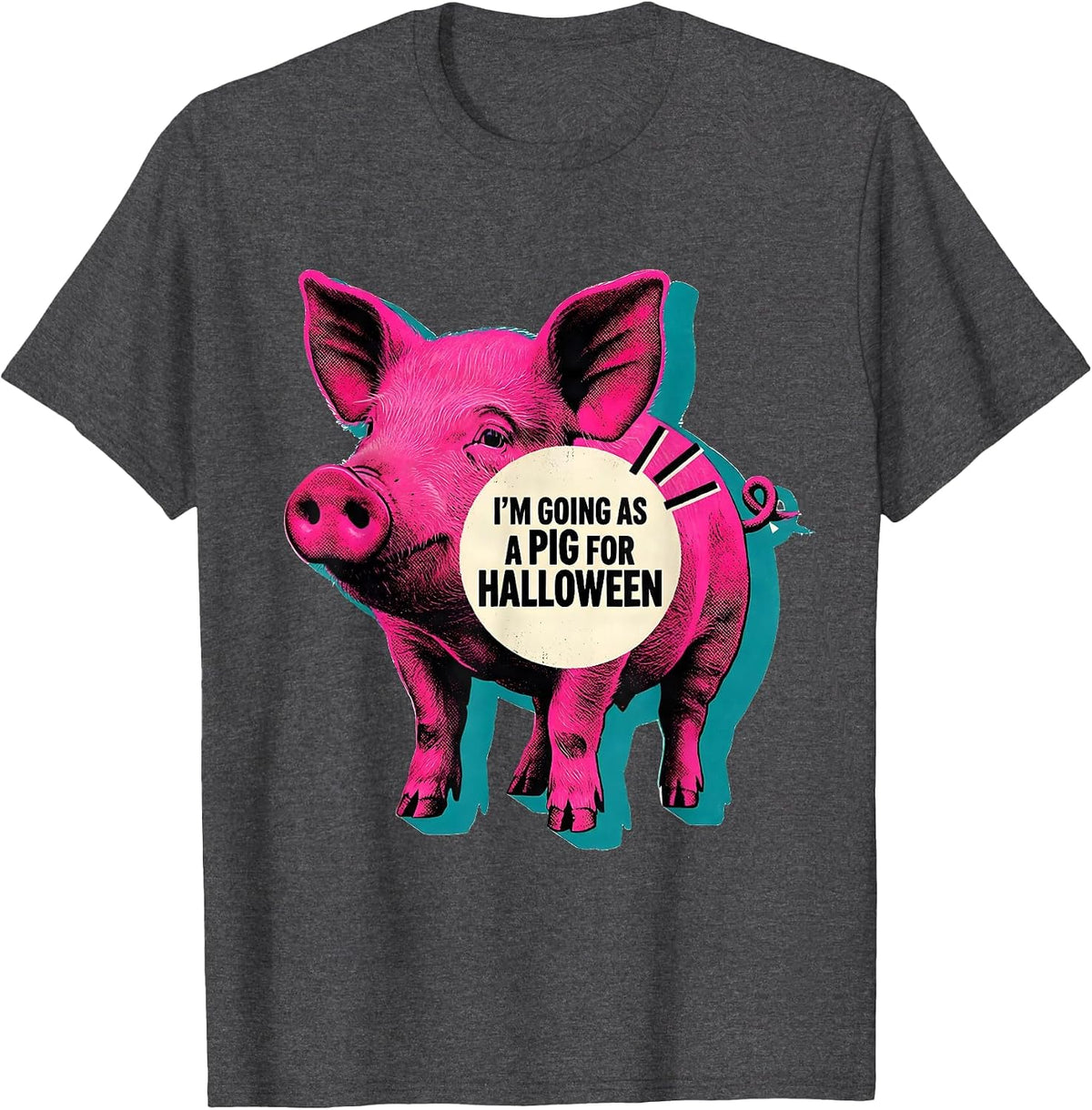 Men's I’m Going As A Pig For Halloween Funny Pig Lover Halloween T-Shirt - Dark Heather Grey