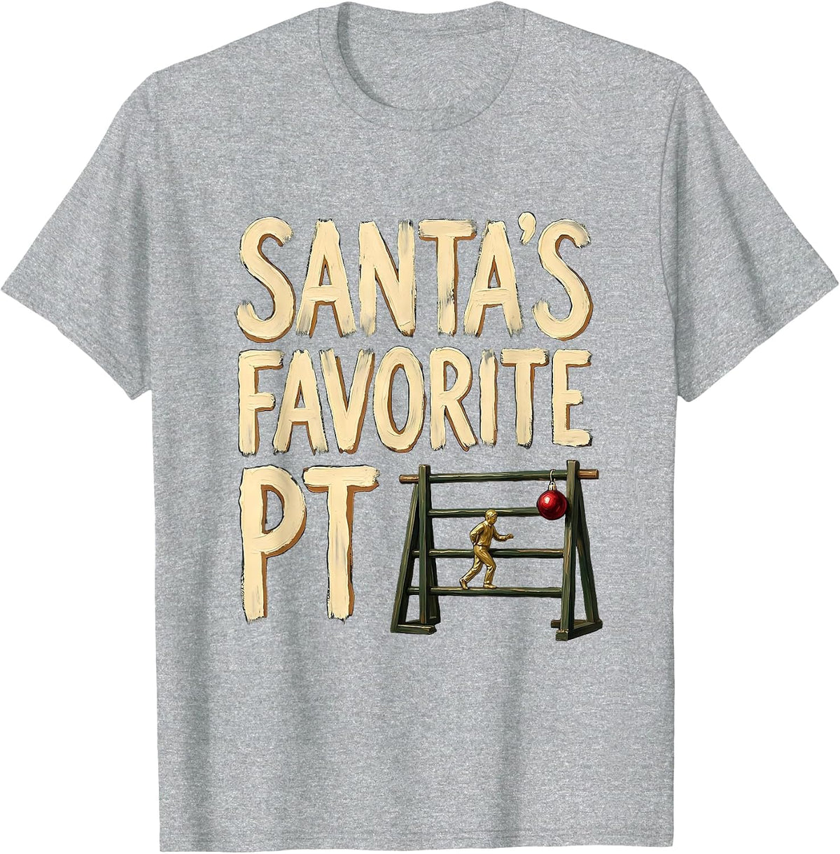 Men's Santa's Favorite PT Funny Physical Therapy Christmas Humor T-Shirt - Heather Grey