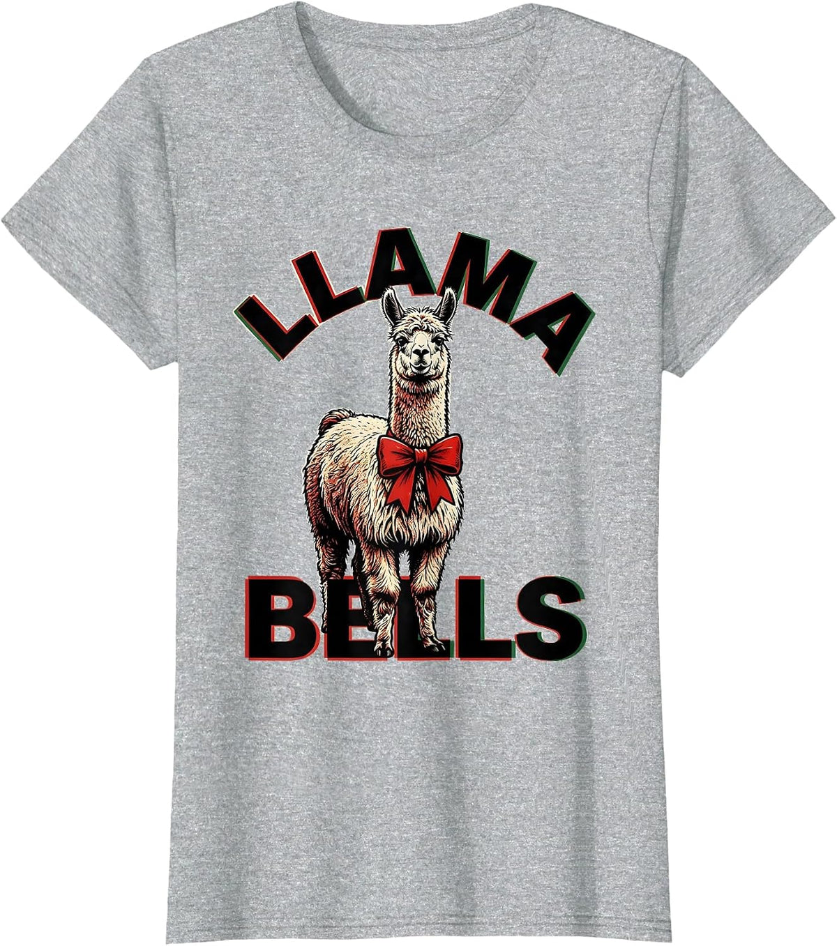 Llama Bells Pop Art Funny Christmas Llama Lover Gift T-Shirt - Heather Grey
