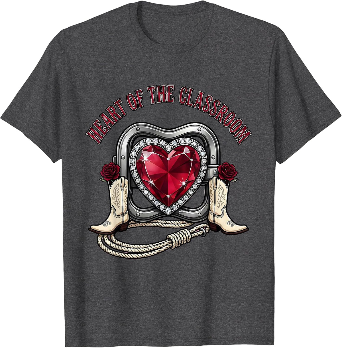 Men's Heart of the Classroom Paraprofessional Design T-Shirt - Dark Heather Grey